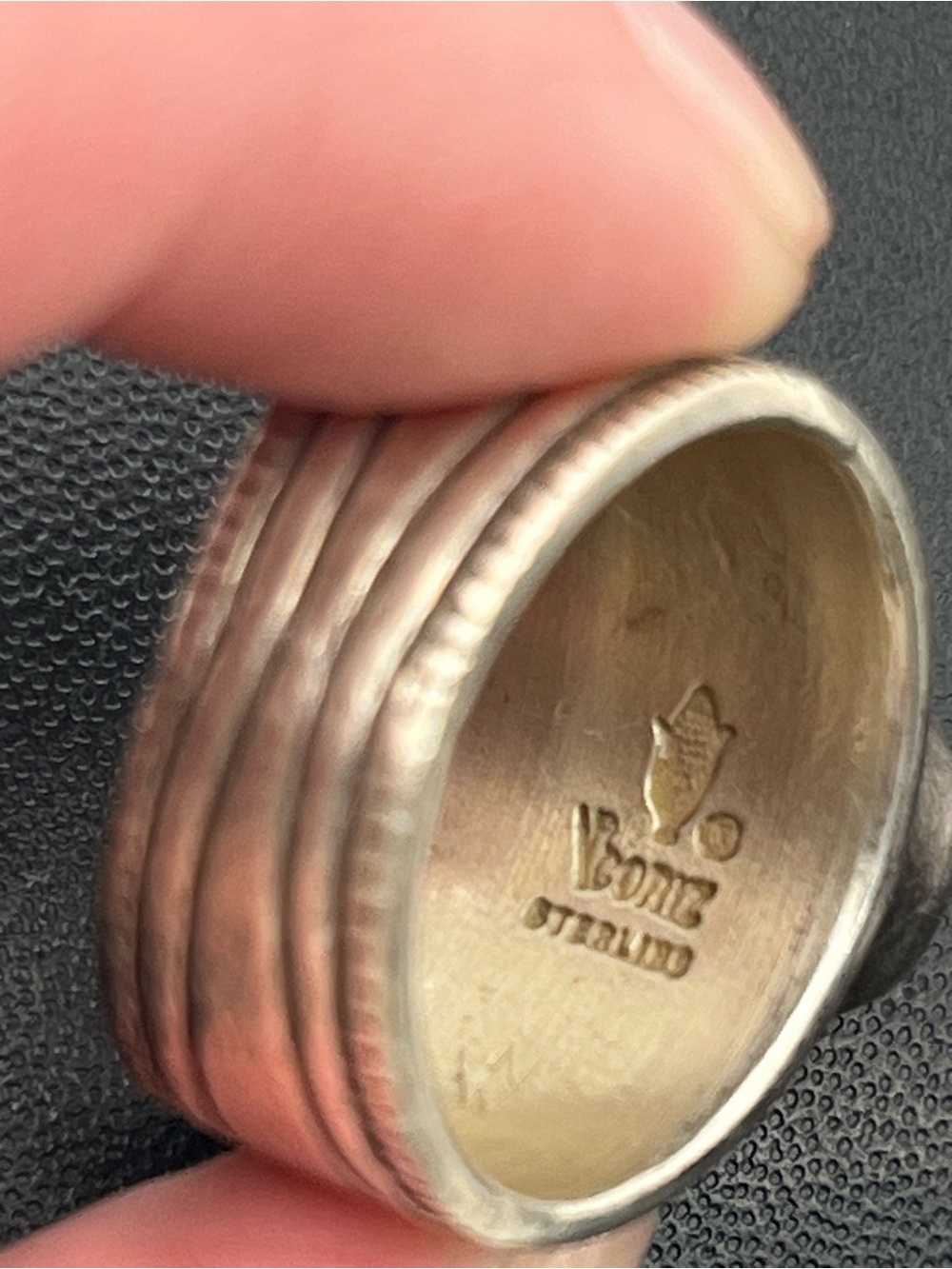 Native American Cortiz corn stalk sterling silver orange cabochon ring size 7.5 - Picture 14 of 15